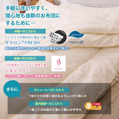 アラエマックス　ダクロン洗える2枚合わせ掛布団　クィーン(araeru-0063)