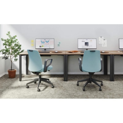 コクヨチェアー　エルア(ライトオリーブ・本体黒)/肘なし/カーペット用(Wキャスター)　/在宅ワーク