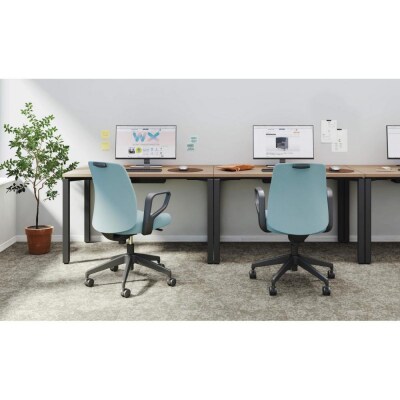 コクヨチェアー　エルア(ネイビー・本体黒)/肘つき/カーペット用(Wキャスター)　/在宅ワーク