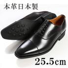 紳士靴 牛革内羽根ストレートチップ 紐タイプ ビジネスシューズ 黒 25.5cm No.K1010