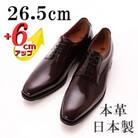 牛革外羽根プレーン 6cmアップ メンズシークレットシューズ 紐 No.1931 ワイン26.5cm