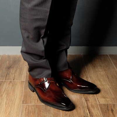 牛革シングルモンク 6cmアップ メンズシークレットシューズ No.1925 ブラウン 25.5cm