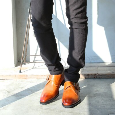 牛革シングルモンク 6cmアップ メンズシークレットシューズ No.1925 キャメル 24.5cm