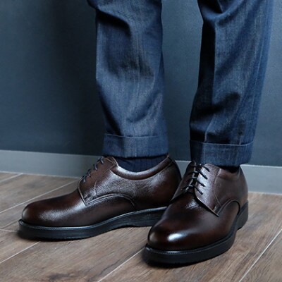本革幅広ビジネスシューズ 5.5cmアップシークレットシューズ ブラウン 26.5cm No.911