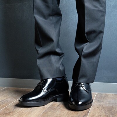 カンガルー革ビジネスシューズ 7cmアップシークレットシューズ ブラック 23.5cm No.233