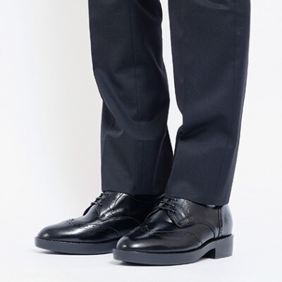 カンガルー革ウイングチップ 7cmアップシークレットシューズ ブラック 26cm No.232