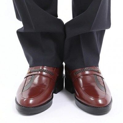 カンガルー革スリッポン紳士靴 7cmアップシークレットシューズ ブラウン 24.5cm No.235