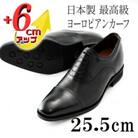 ヨーロピアンカーフ 6cmアップシークレットシューズ ビジネス No.CA1301 黒 25.5cm