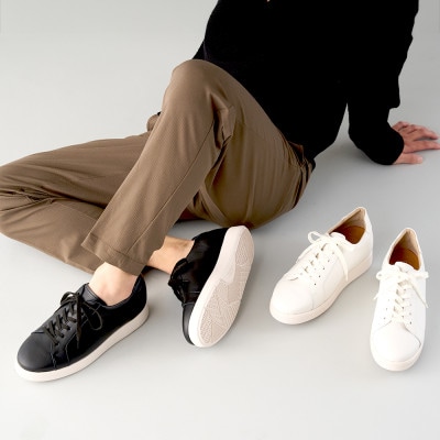 メンズレザースニーカー紐タイプ 6cmアップ本革シークレットシューズ No.831 ブラック26cm