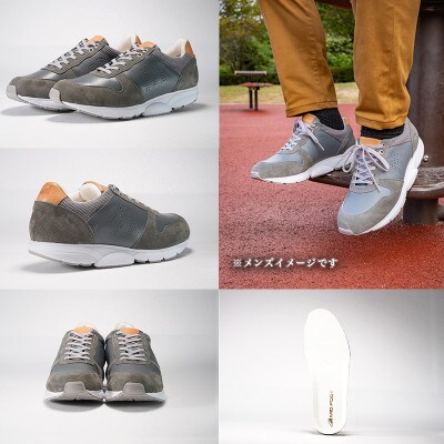 ミッドフット 24.5cm GRAY(グレー) レザースニーカー 紳士靴 牛革 MF001JM