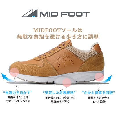 ミッドフット 22.5cm BEIGE(ベージュ) レザースニーカー 婦人靴 牛革 MF001JL