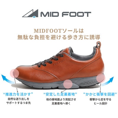 ミッドフット 22.5cm BROWN(ブラウン) レザースニーカー 婦人靴 牛革 MF002JL
