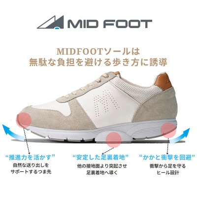 ミッドフット 27.0cm WHITE(ホワイト) レザースニーカー 紳士靴 牛革 MF001JM
