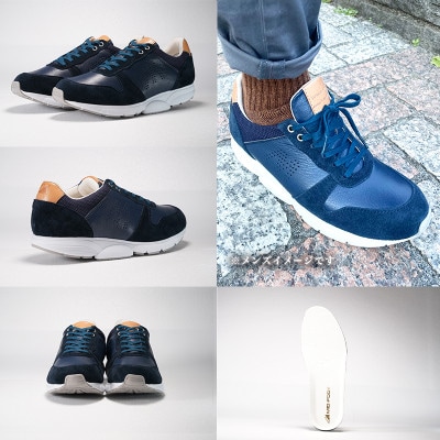 ミッドフット 25.0cm NAVY(ネイビー) レザースニーカー 紳士靴 牛革 MF001JM