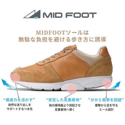 ミッドフット 27.5cm BEIGE(ベージュ) レザースニーカー 紳士靴 牛革 MF001JM