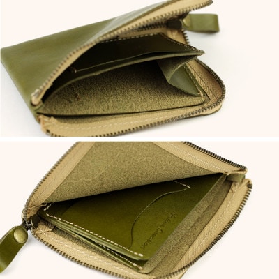 Native Creation L字ファスナー 薄型ミニ財布 NC3746 BEIGE 栃木レザー