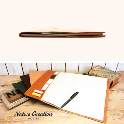 Native Creation A4 ノートカバー NC3754 OLIVE 栃木レザー