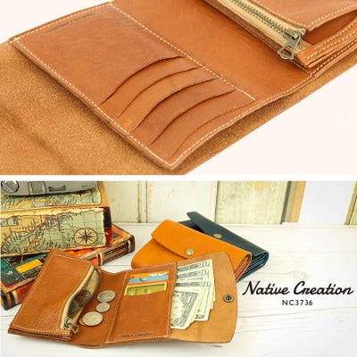 Native Creation 三つ折り財布 NC3736 DARK BROWN 栃木レザー