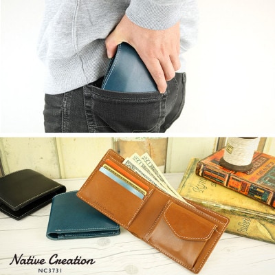 Native Creation 二つ折り財布 BEIGE 栃木レザー NC3731