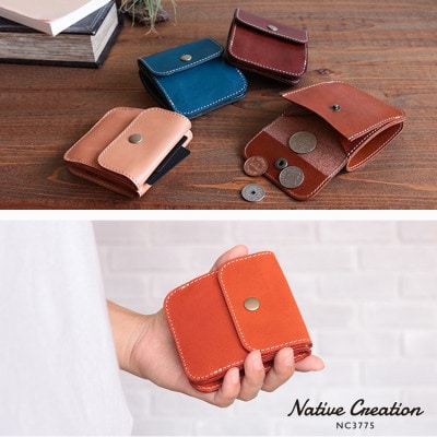 Native Creation 本革二つ折り財布 BLACK 栃木レザー NC3775