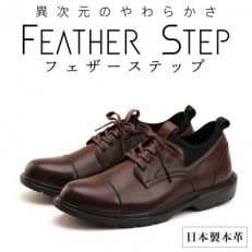 FEATHER STEP 25.0cm 本革軽量ビジネススニーカー FS906-DBR250