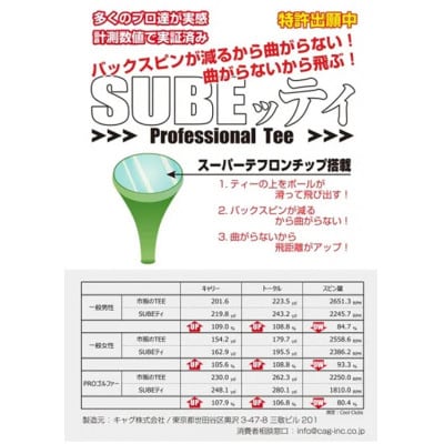SUBEッティ　ショート　ホワイト　1袋3本入　キャグ　 飛んで曲がらない　ゴルフ ティー