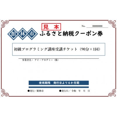 アイ・アカデミーの初級プログラミング講座受講チケット(90分×1回分)