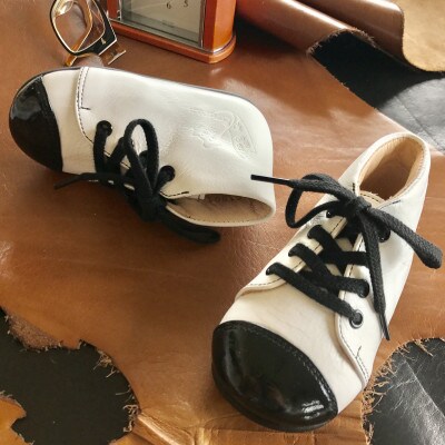 ピーコルドアンの『プルミエ』ファーストステップシューズ　サイズ12cm・White&Black