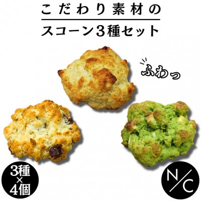 スコーン12個セット【プレーンスコーン×4 チョコスコーン×4 抹茶とホワイトチョコのスコーン×4】
