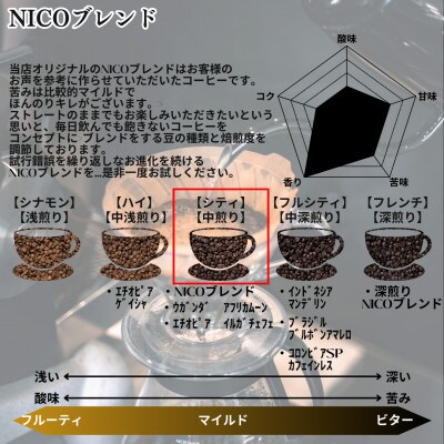 NICOブレンド 中煎り 500g ×2【豆のまま】