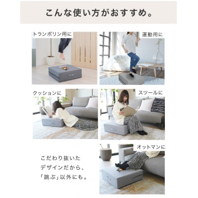 ぽんちゃん トランポリンクッション (パウダーブルー) 58cm×58cm 高反発 室内用