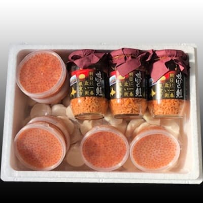 ほたて500g×6P、いくら100g×6P、鮭フレーク3瓶 E-30004