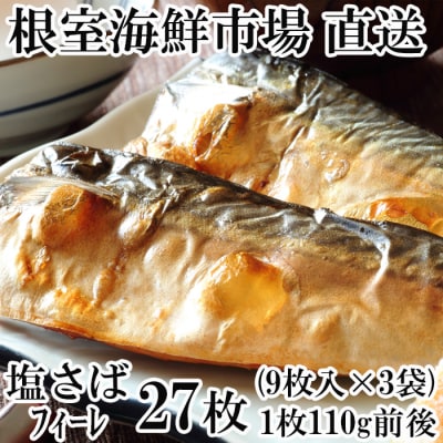 塩さば9枚×3P「計27枚、約2.9kg」 A-28173