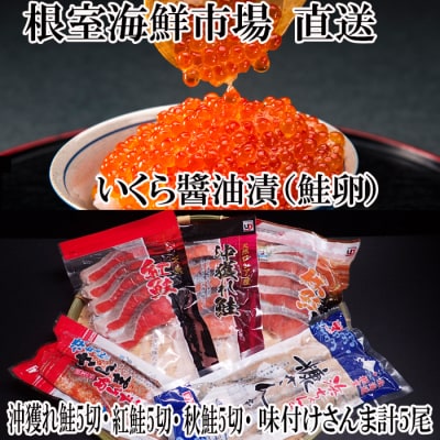 根室海産市場＜直送＞鮭切り身3種とさんまといくらのセット A-28199