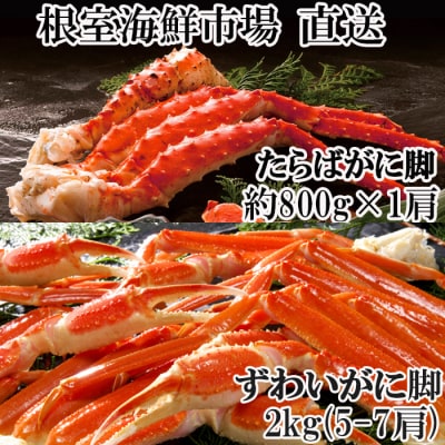 本ズワイガニ脚2kg、ボイルたらばがに脚約800g×1肩 F-14025