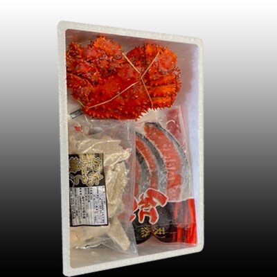 花咲かに400～550g、タコから揚げ250g、紅鮭5切 A-76033