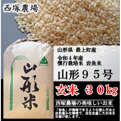【令和4年産】慣行栽培米 山形95号　玄米 30kg　山形県産　西塚農場のお米
