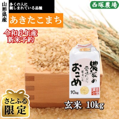 【さとふる限定】令和6年産　あきたこまち　玄米10kg　山形県産　西塚農場のお米
