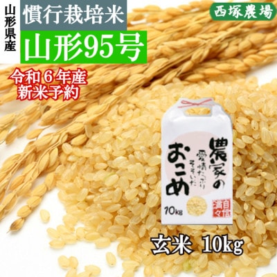 令和6年産 慣行栽培米 山形95号　玄米 10kg　山形県産　西塚農場のお米