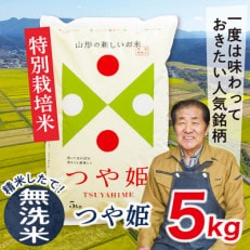 【2024年2月上旬発送】【無洗米】令和5年産山形県産特別栽培米 つや姫5kg