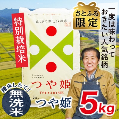 【さとふる限定】令和7年産新米受付山形県産特別栽培米　つや姫5kg(無洗米)