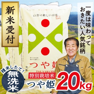 【令和7年産先行受付】山形県産特別栽培米 つや姫20kg(無洗米)