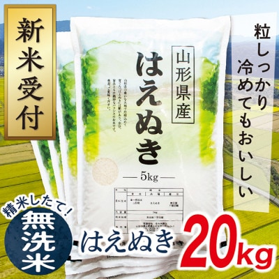 【令和7年産先行受付】 山形県産はえぬき20kg(無洗米)