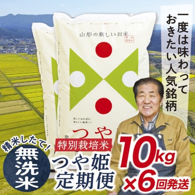 【発送月固定定期便】買い忘れなしで美味しい特別栽培米つや姫10kg(無洗米)が届く全6回