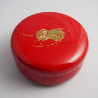 手毬蒔絵小菓子器　朱