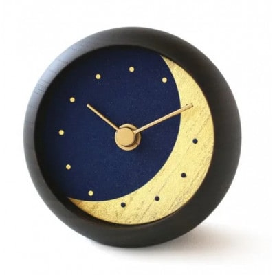 はなもっこの置時計 月(焼群青に金箔)
