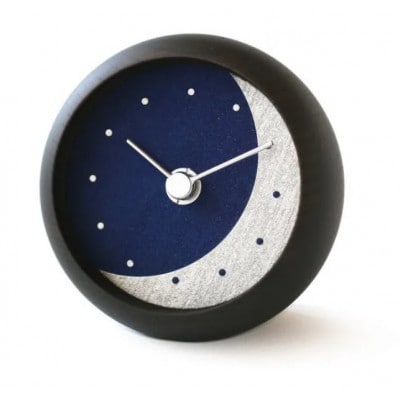 はなもっこの置時計 月(焼群青にプラチナ箔)