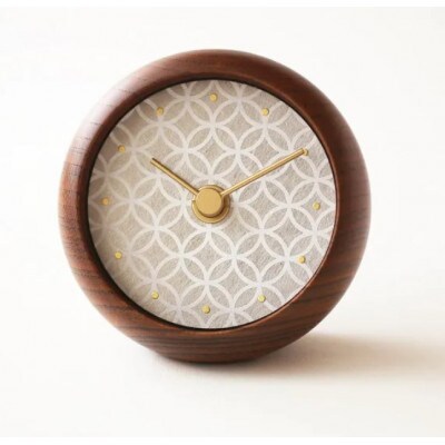 はなもっこの置時計 (紋切り 七宝紋　ブラウン)