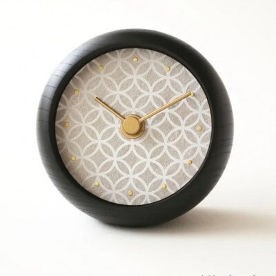 はなもっこの置時計 (紋切り 七宝紋　ブラック)