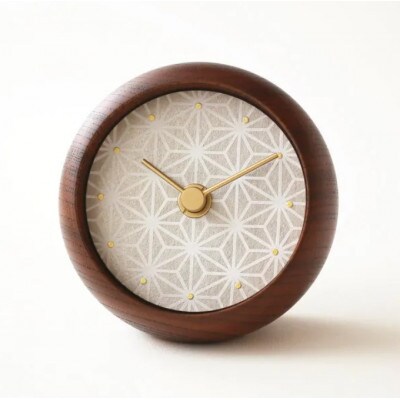 はなもっこの置時計 (紋切り 麻の葉　ブラウン)